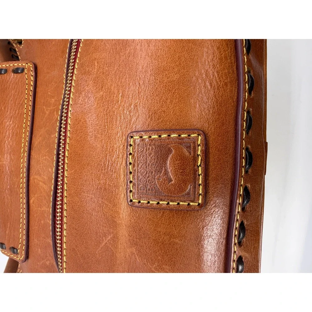 Dooney & Bourke Florentine Vachetta Leather Satchel Handbag Natural Brown Purse
